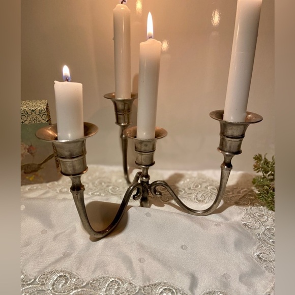 Vintage silver 4 candle holder candelabra holiday decor - Picture 13 of 16